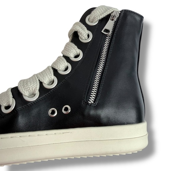 Impremey Unisex Black High Top Sneakers Platform Chunky Lace Up Side Zipper Sz 8 - Picture 11 of 16